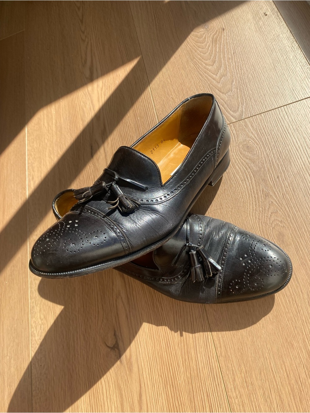 Men’s Vintage Black Mezlan “Havana” Leather Tassel Loafers, Size 10